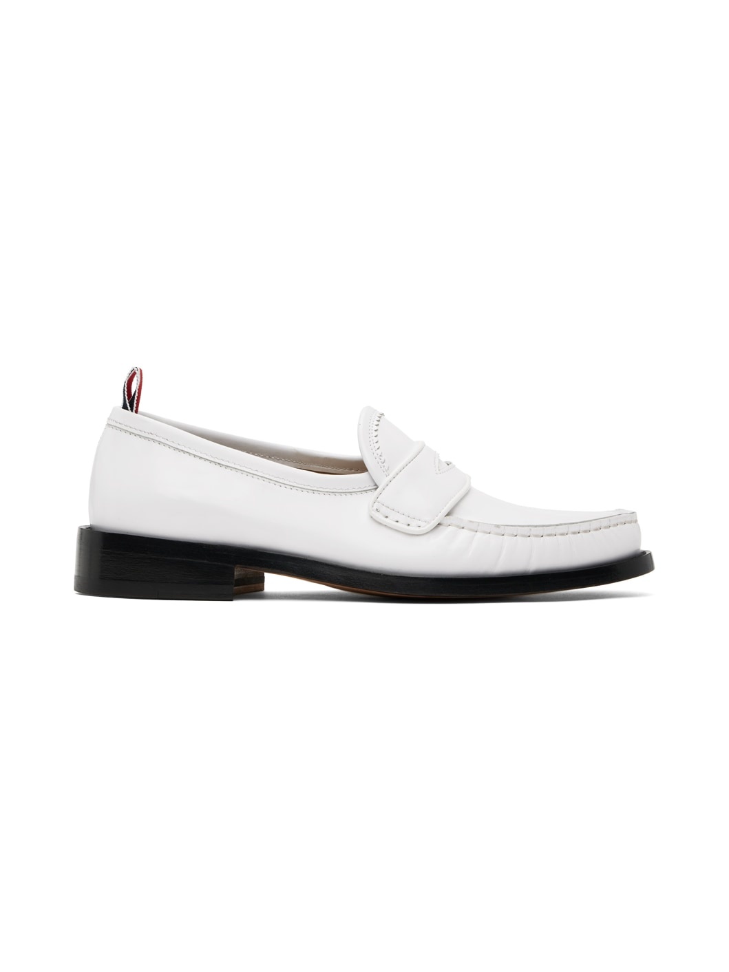 White Spazzolato Pleated Varsity Loafers - 1