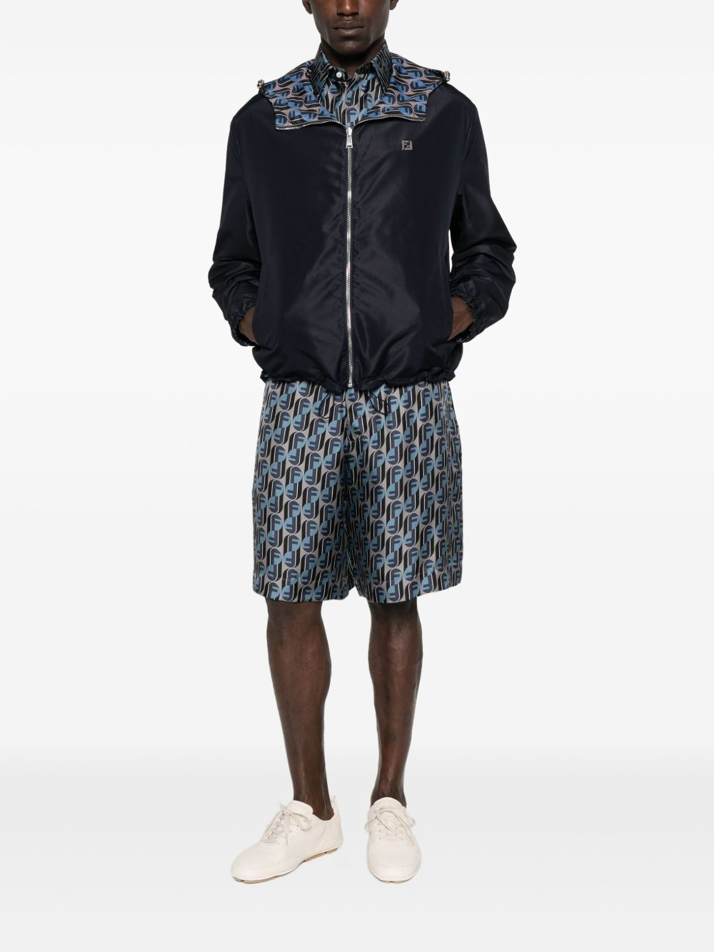 logo-plaque hooded jacket - 2