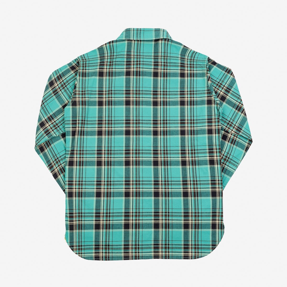 IHSH-356-GRN 5oz Selvedge Madras Check Work Shirt - Green - 5