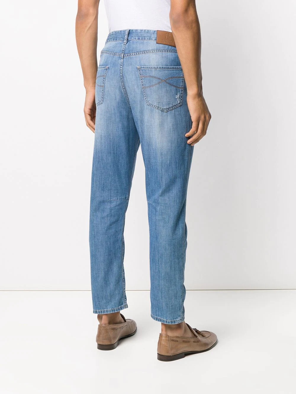 distressed straight-leg jeans - 4