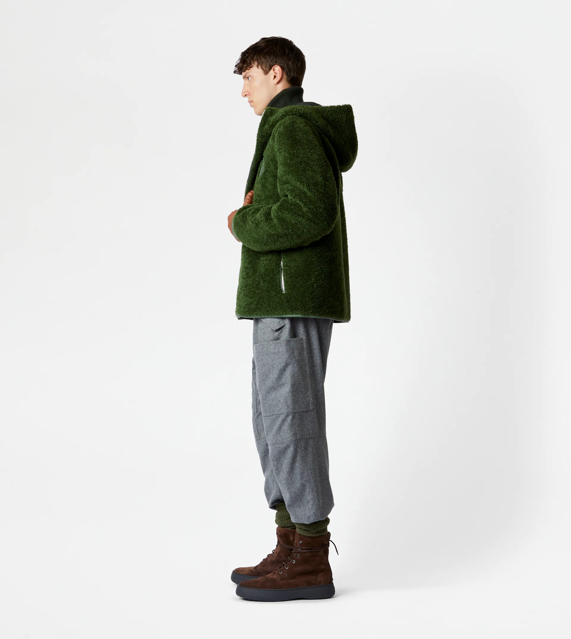 TOD'S JACKET WITH LEATHER INSERTS - GREEN - 4