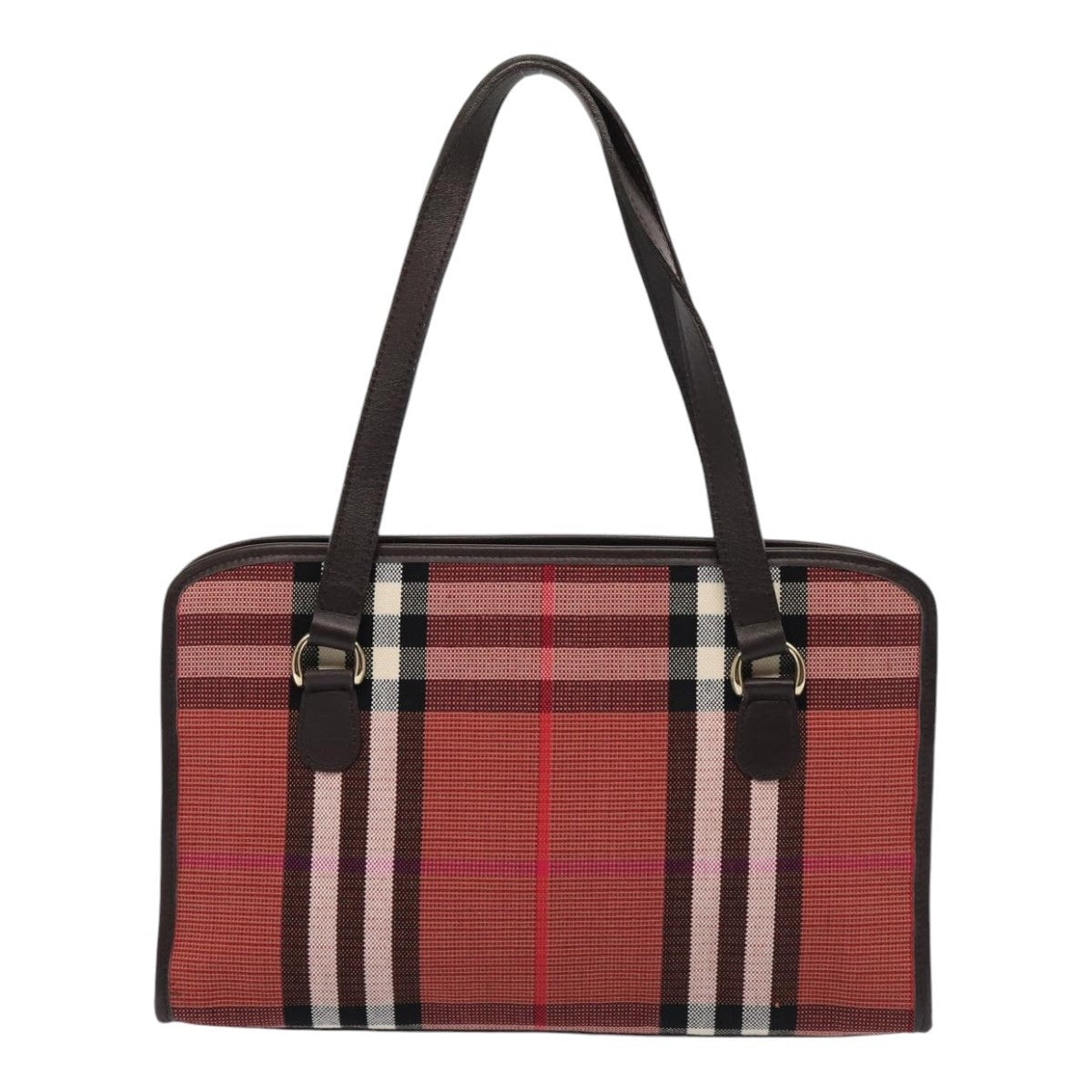 Burberry Nova Check Hand Bag Canvas Red - 3