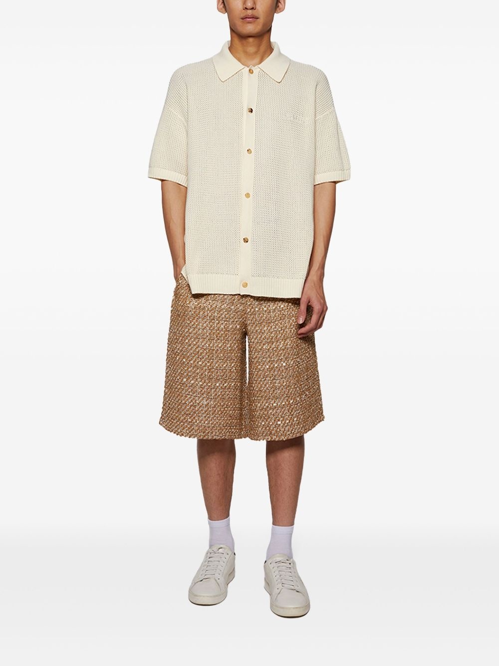 Boucle front-pleat shorts - 2