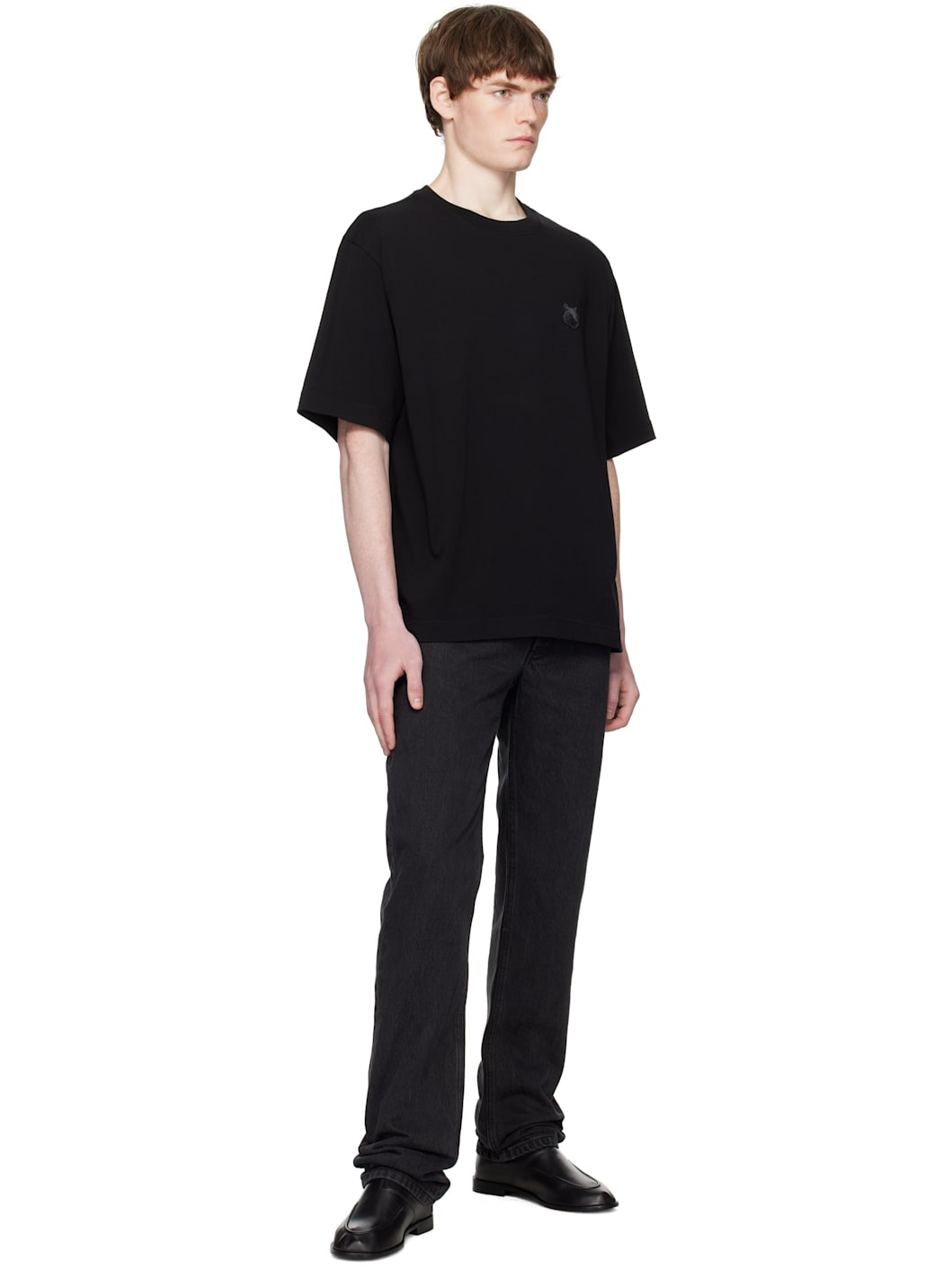 Black Bold Fox Head Patch Oversize T-shirt - 4