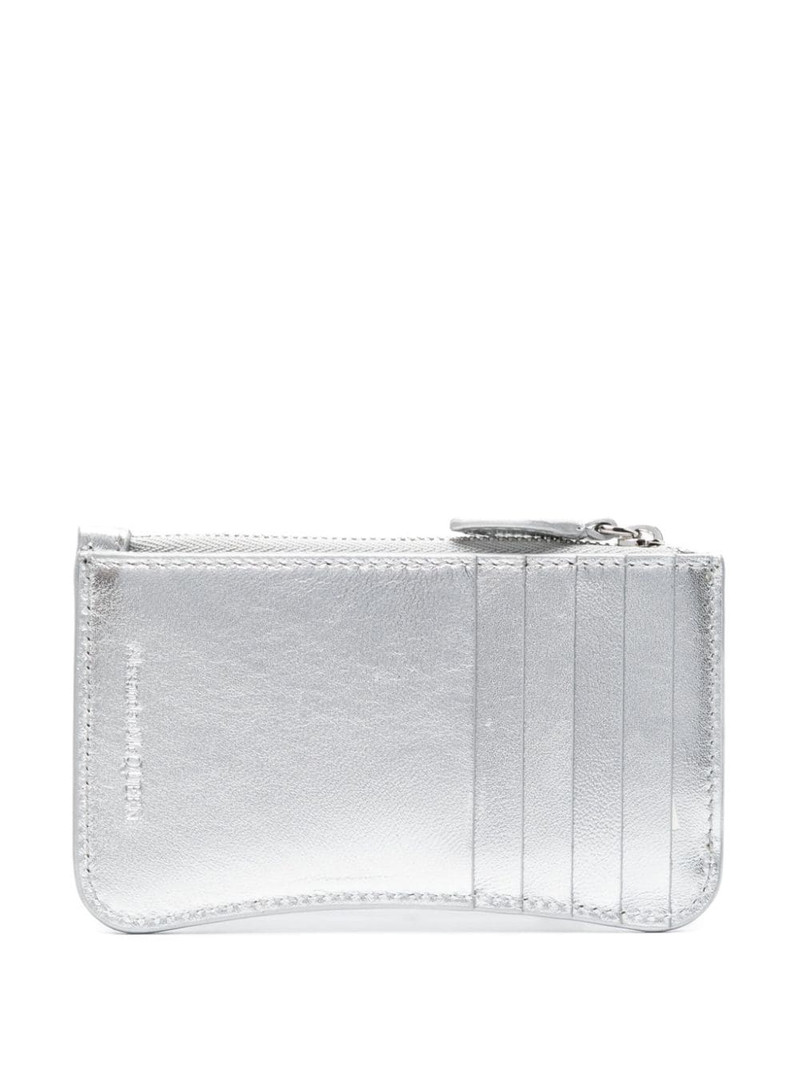 Alexander McQueen logo-debossed metallic leather wallet outlook