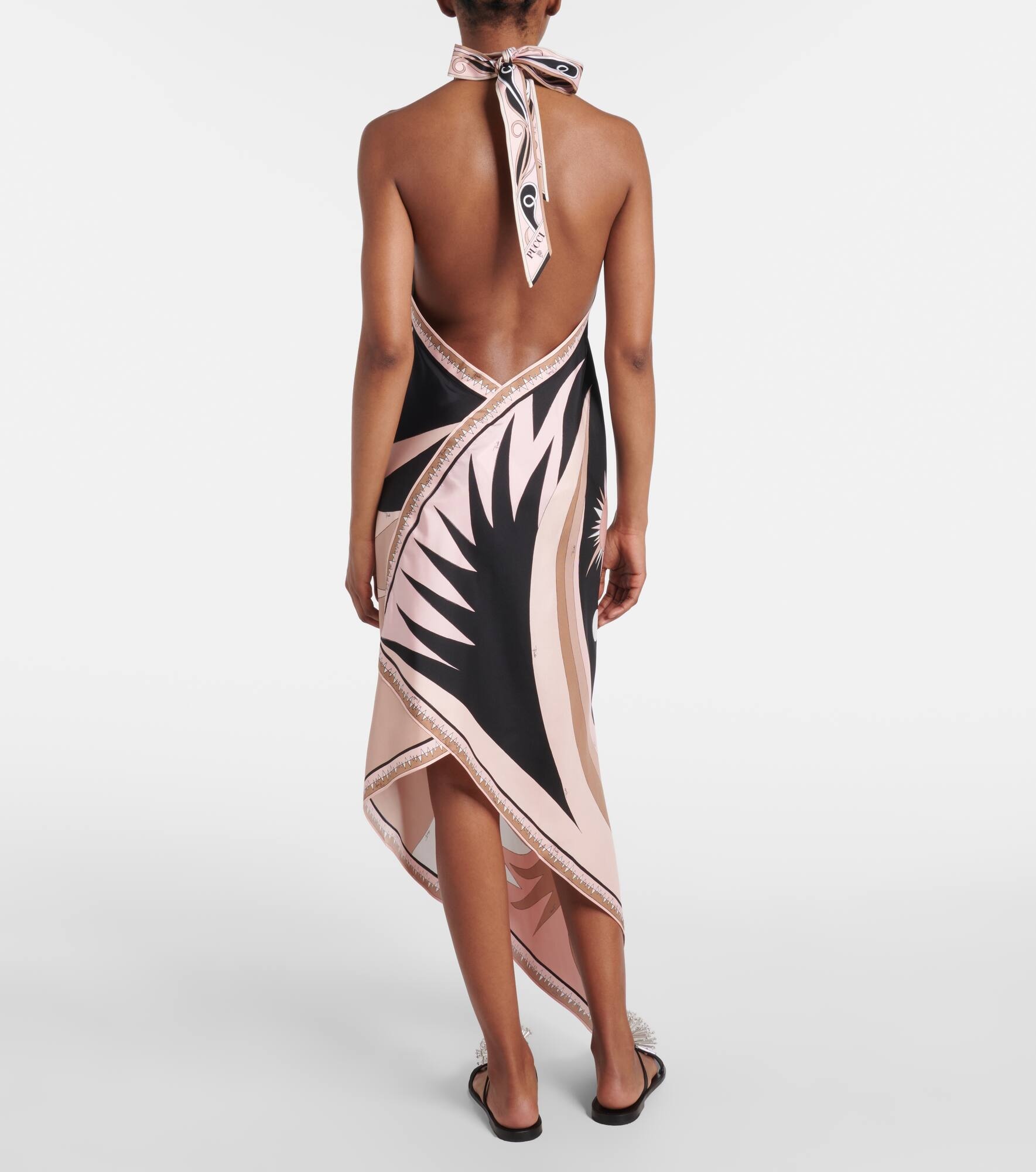 Stella halterneck silk twill maxi dress - 3