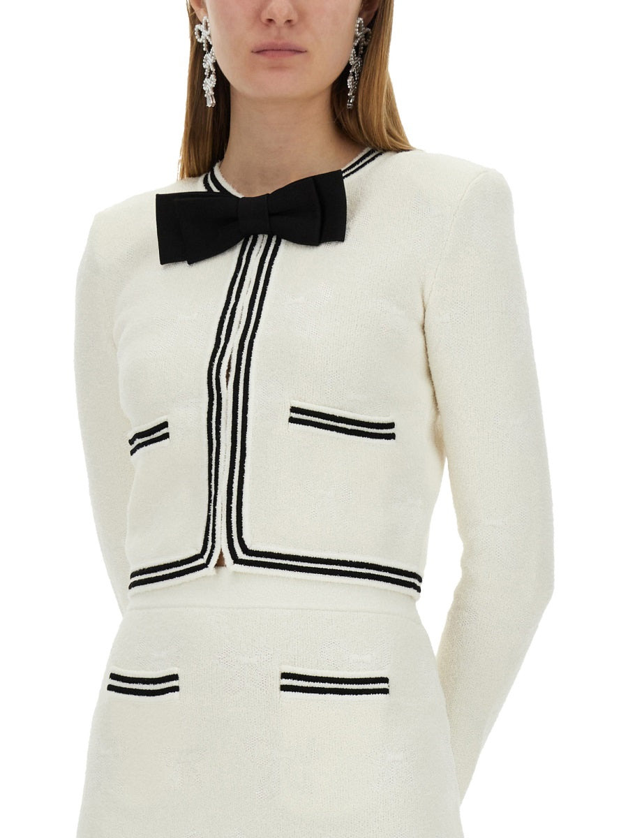 Self-Portrait Women Jacquard Cardigan With Bow - 4