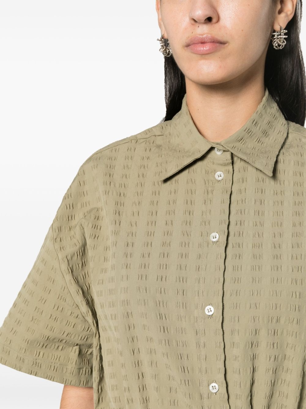 seersucker cropped shirt - 5