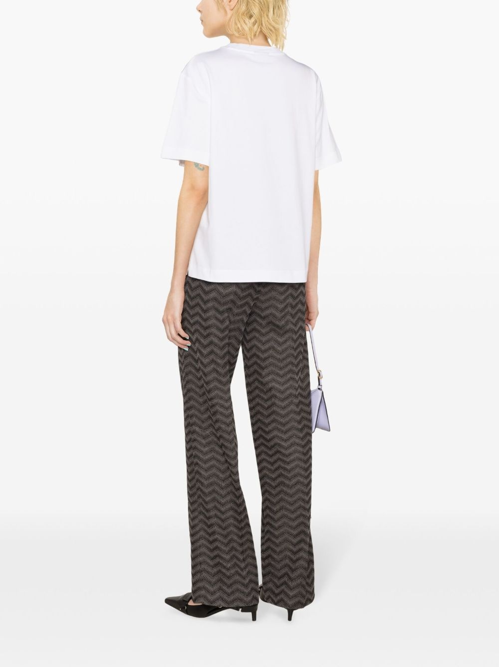 zigzag-woven straight-leg trousers - 4