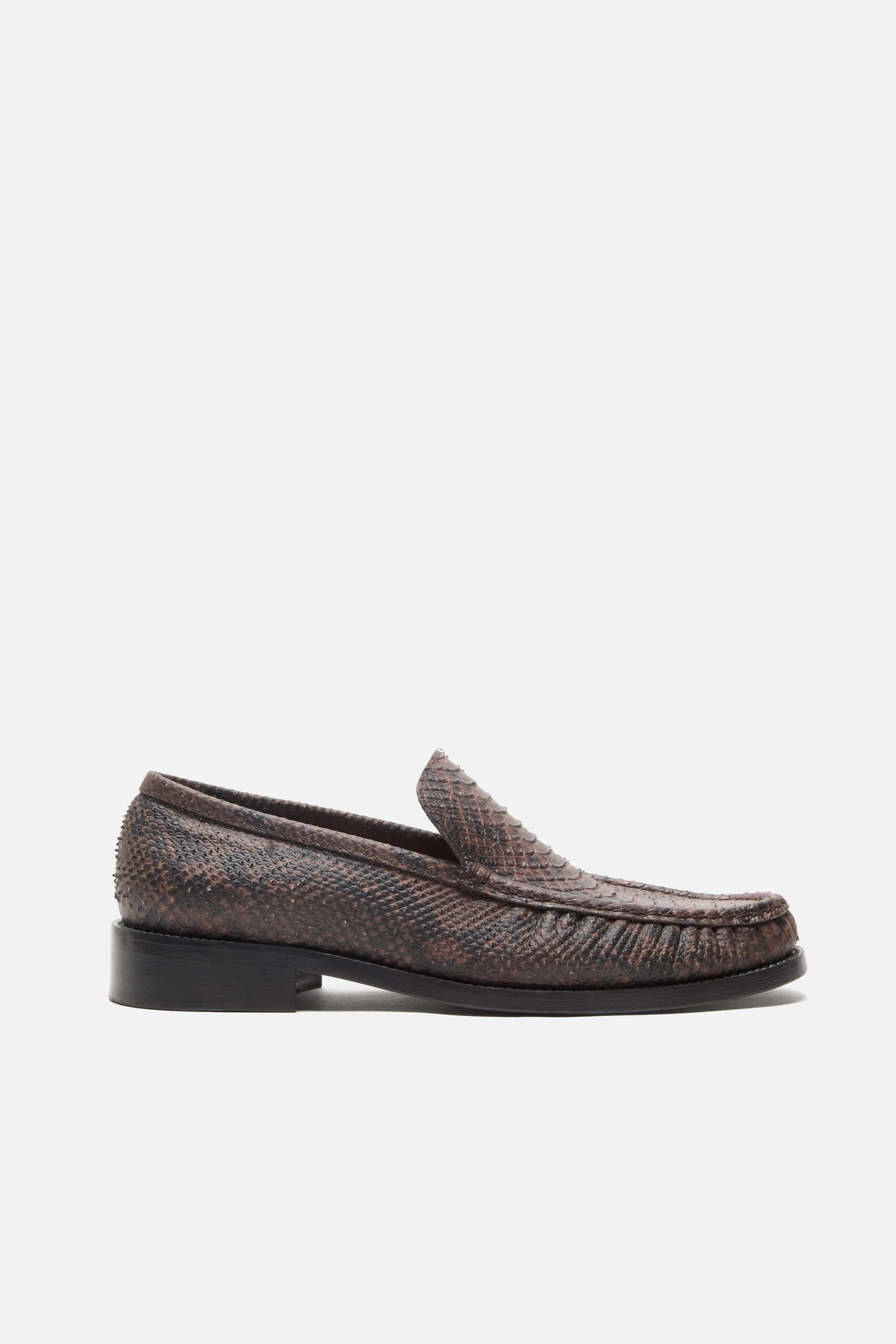Printed python loafers - Brown - 1
