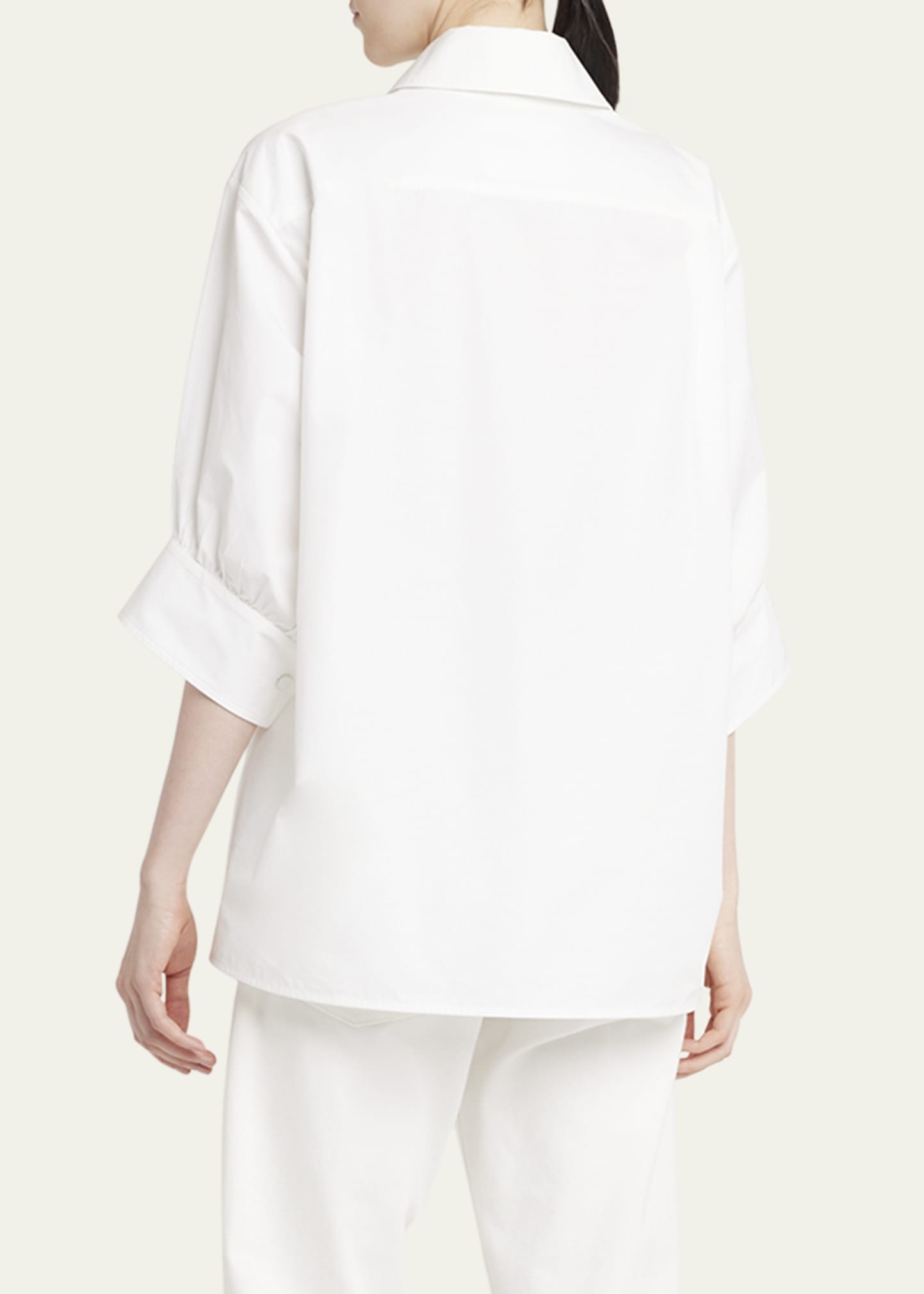 Three-Quarter Sleeve Poplin Blouse - 3