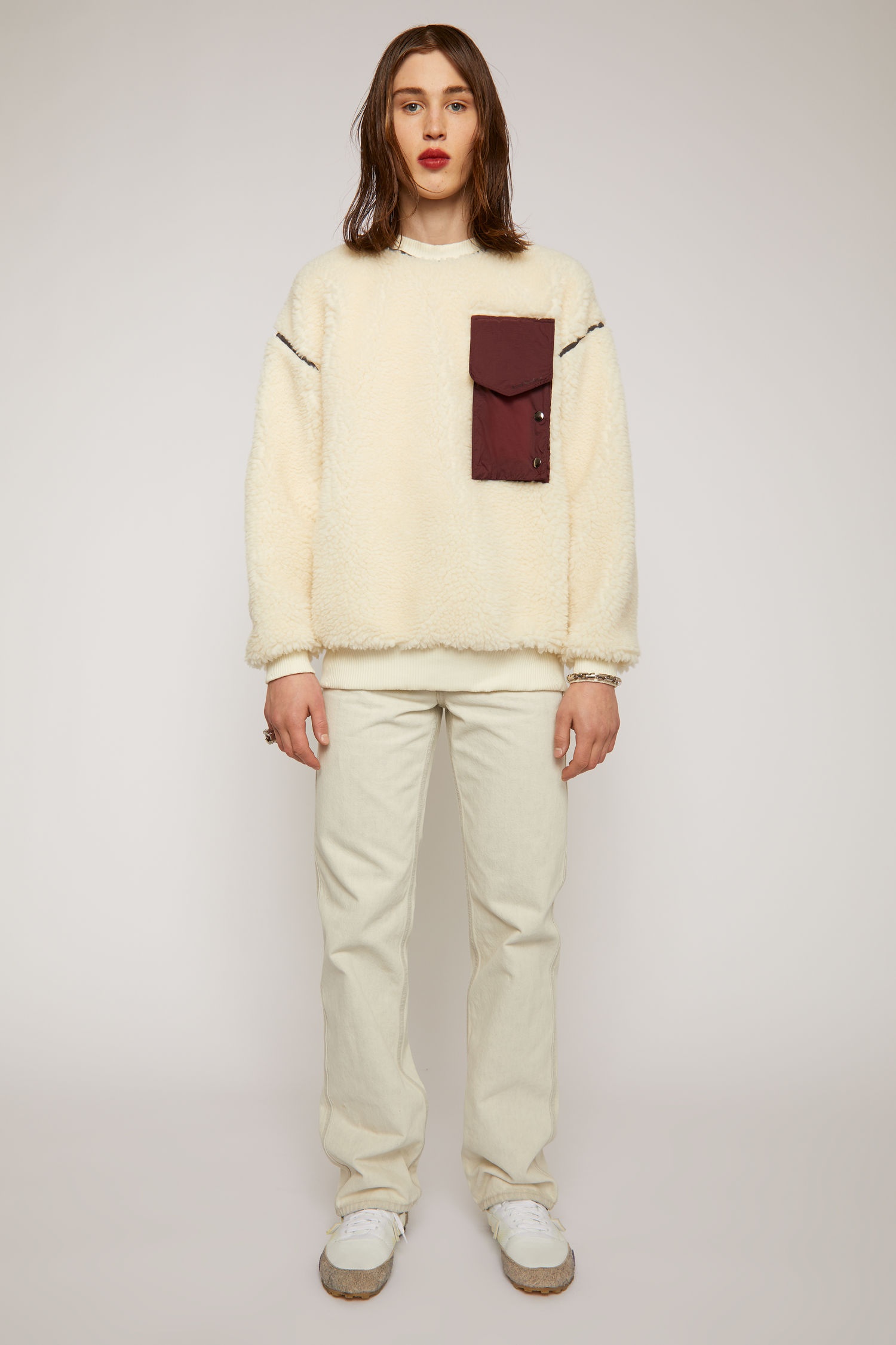 Contrast-pocket sweatshirt off white - 2