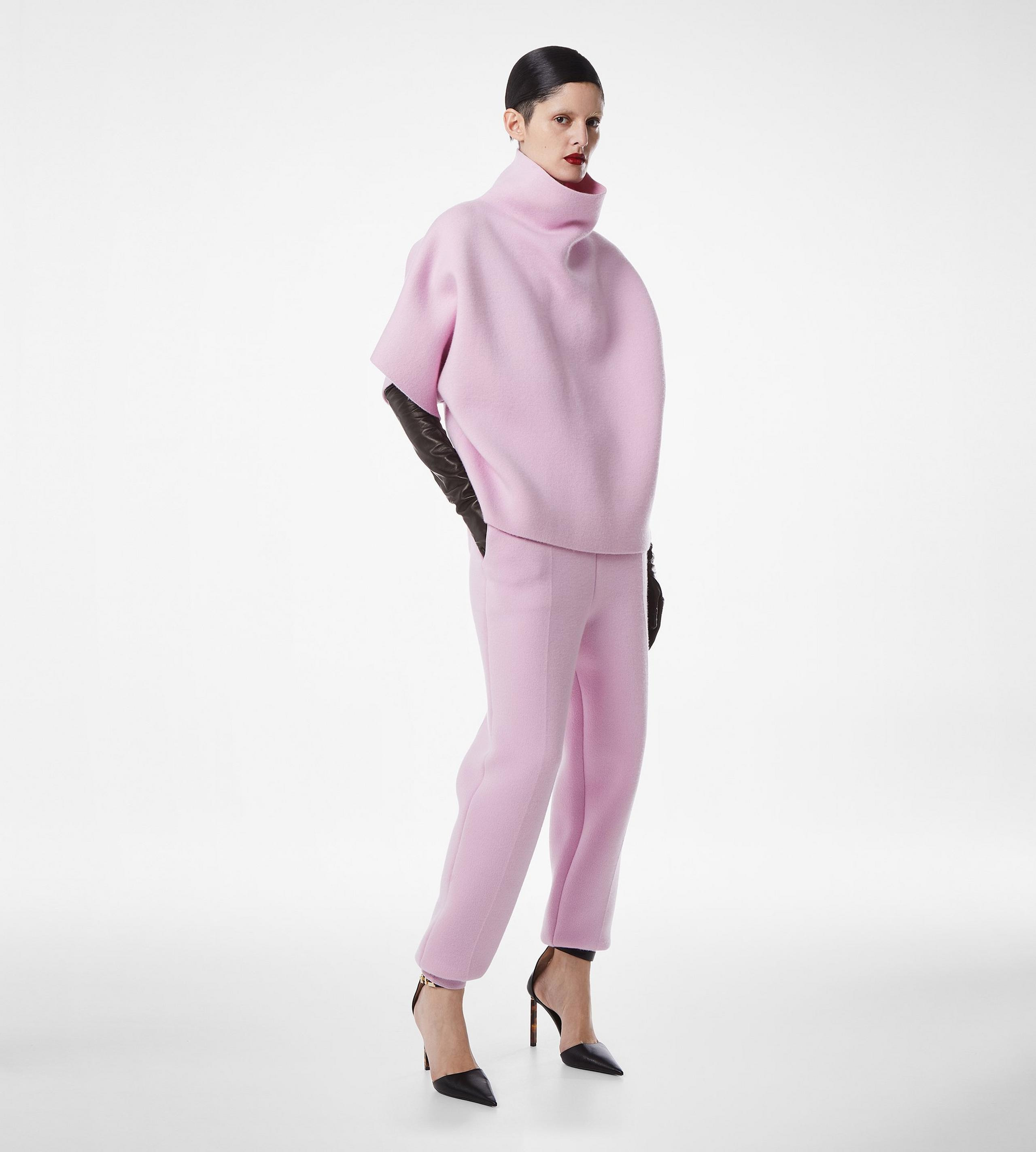 ULTRAFINE CASHMERE BLEND FUNNEL NECK SCULPTURAL T-SHIRT - 5
