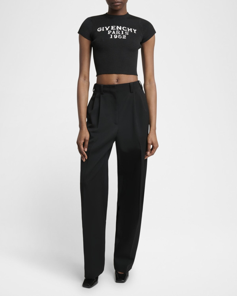 Givenchy Slashed Double-Pleated Tapered-Leg Trousers outlook