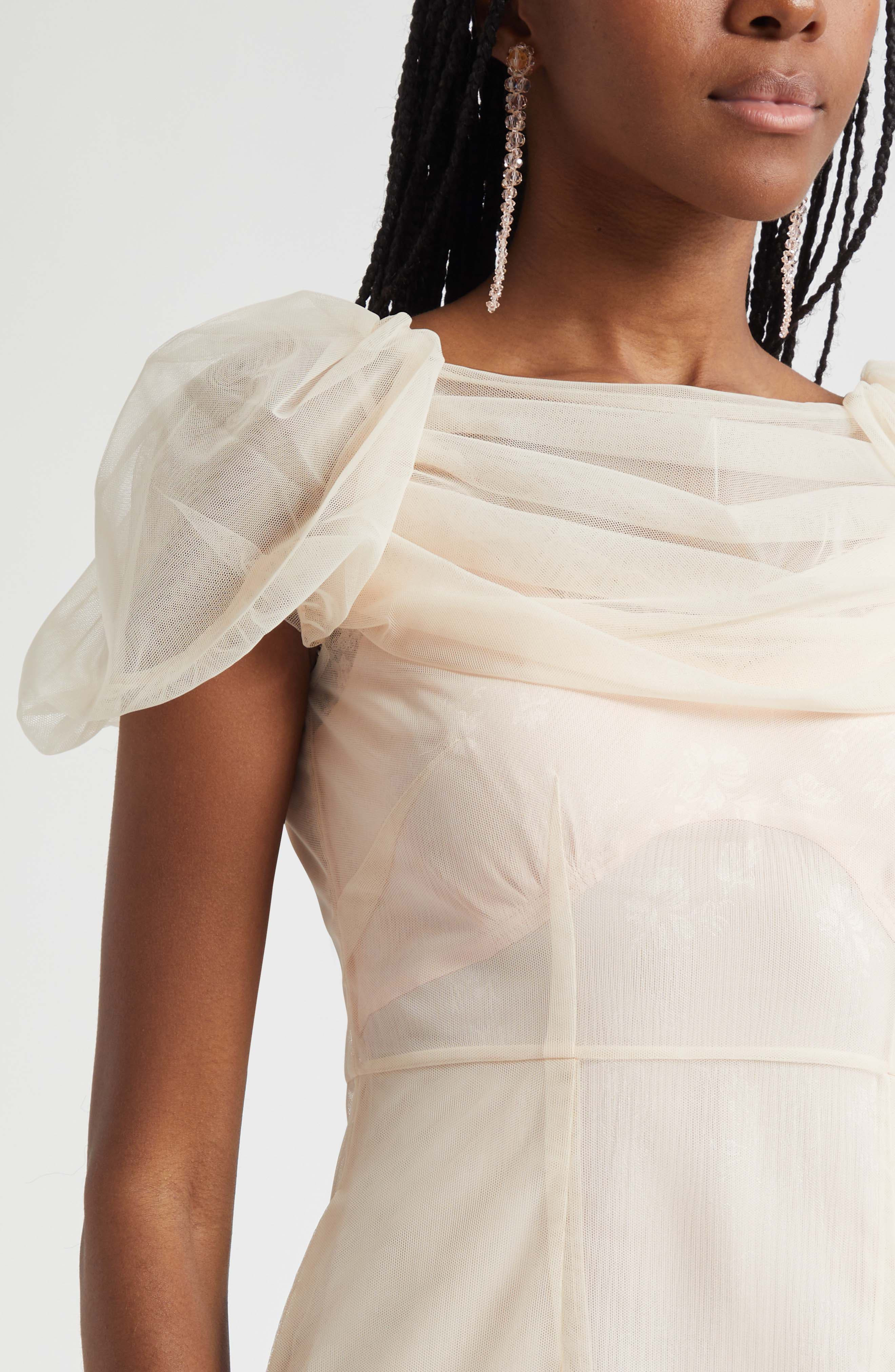 Simone Rocha Sheer Sculpted Gathered Bust Dress in Nude at Nordstrom - 4