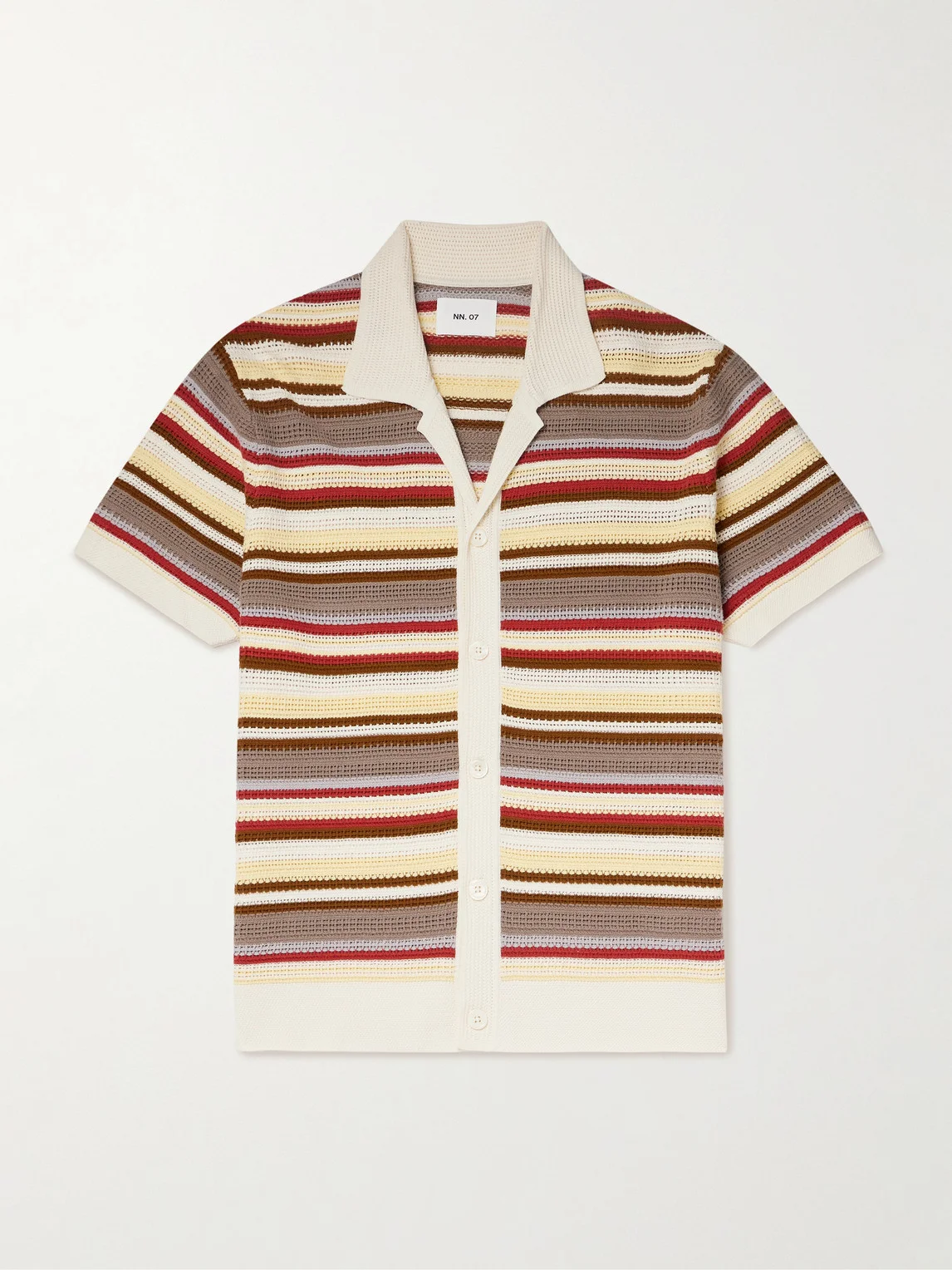 Lars 60019 Camp-Collar Striped Organic Cotton Shirt - 1