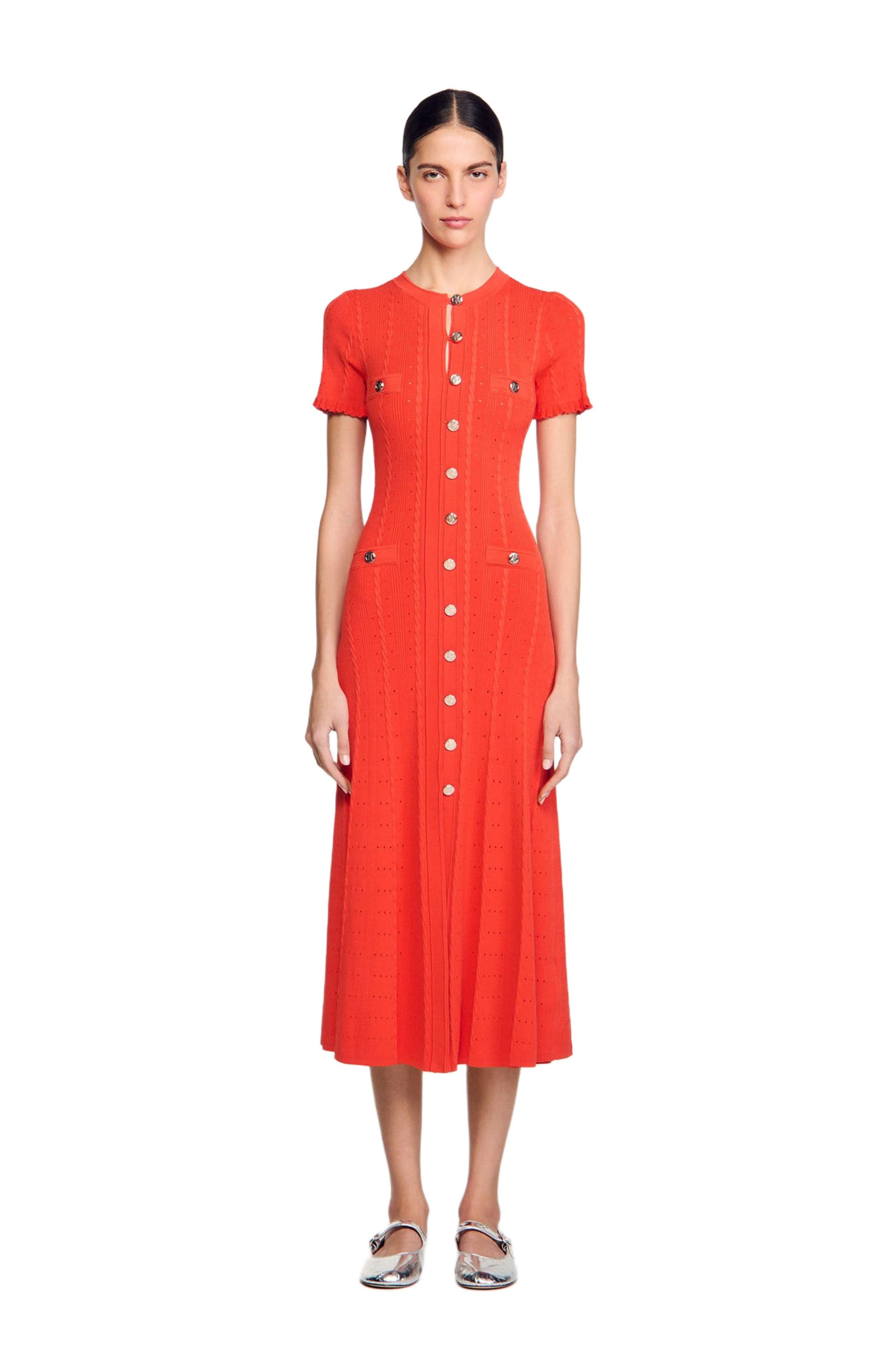 SANDRO Knit maxi dress in Poppy at Nordstrom - 1