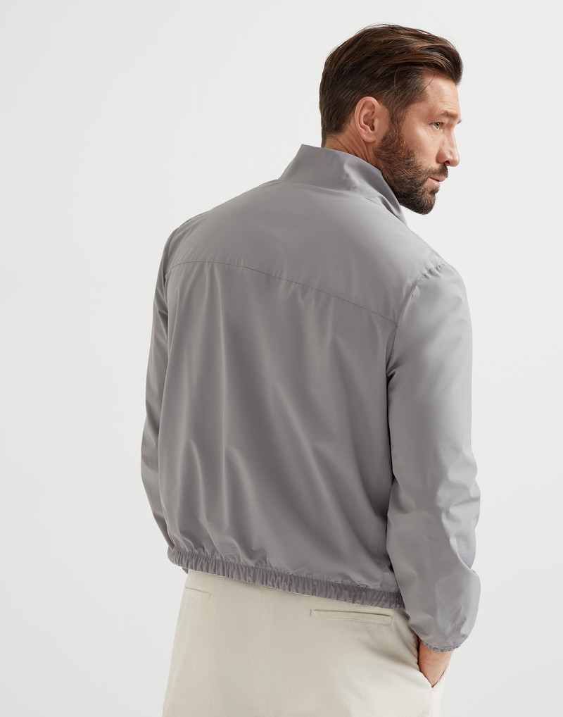 Brunello Cucinelli Silk and cotton jersey reversible outerwear jacket with logo outlook