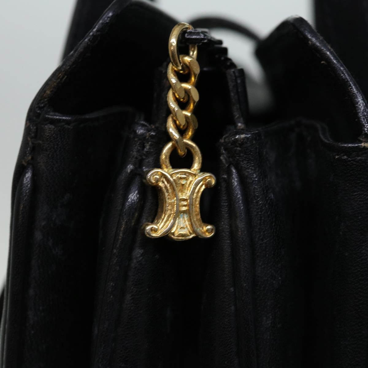 CELINE Hand Bag Leather Black - 9