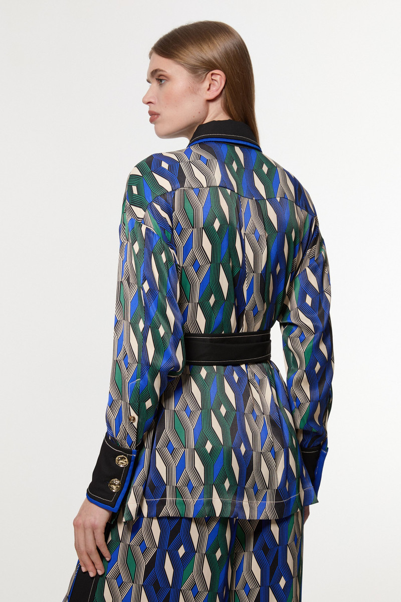 Amelia Graham Printed Viscose Satin Tie Waist Blouse 5