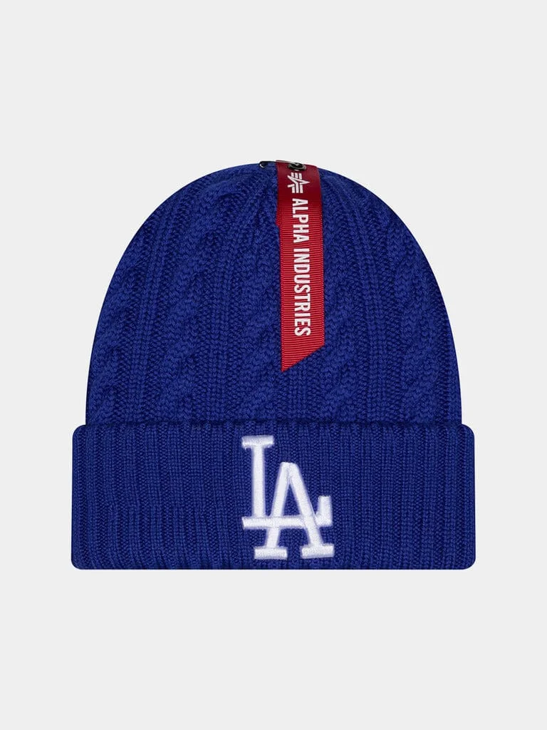 LOS ANGELES DODGERS X ALPHA X NEW ERA CABLE KNIT BEANIE - 1