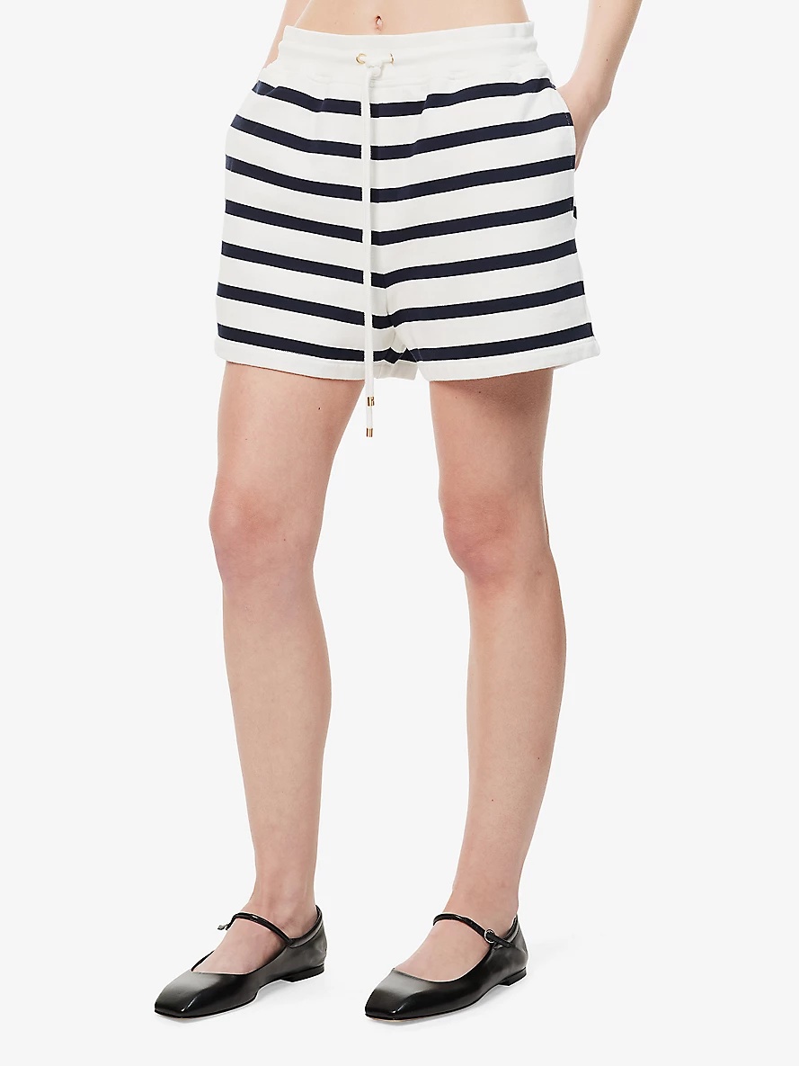 Drawstring-waist striped cotton-blend shorts - 3
