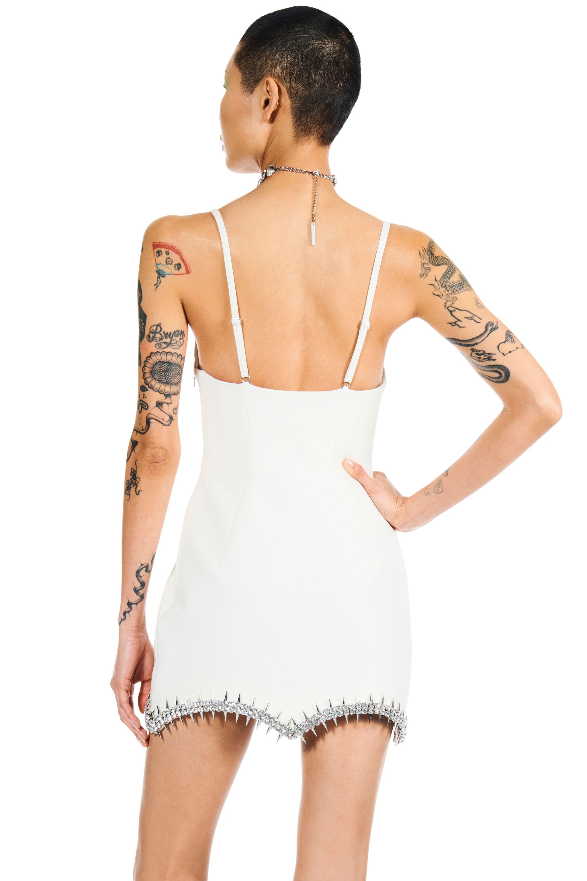 CRYSTAL SPIKE MINI DRESS - 2