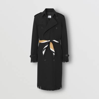 Burberry Scarf Detail Fringed Wool Twill Trench Coat outlook