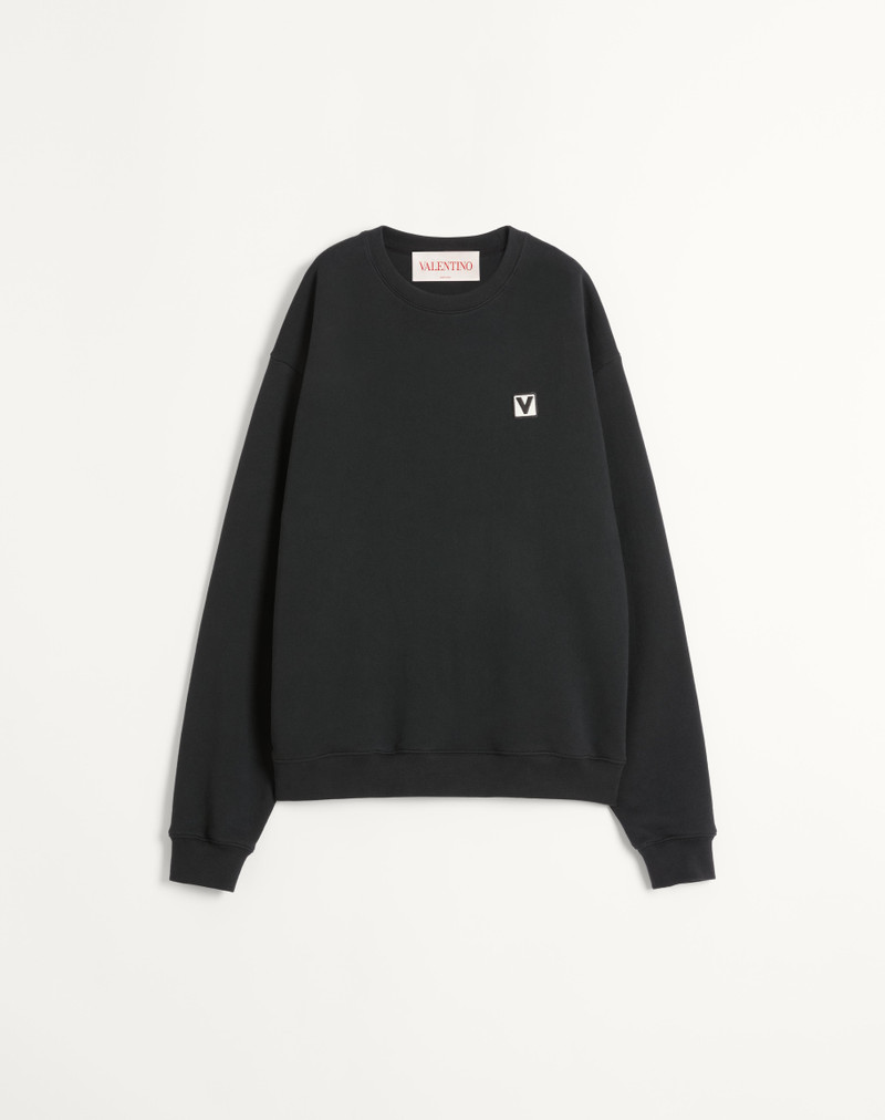 COTTON CREWNECK SWEATSHIRT WITH CHEZ VALENTINO PATCH 1