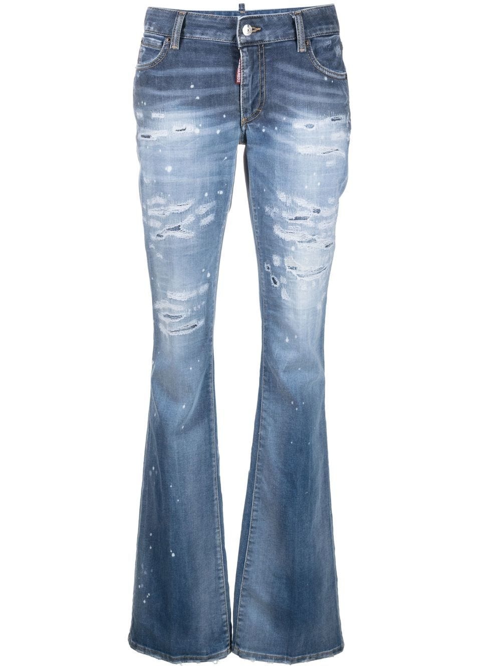 distressed-finish flared jeans - 1