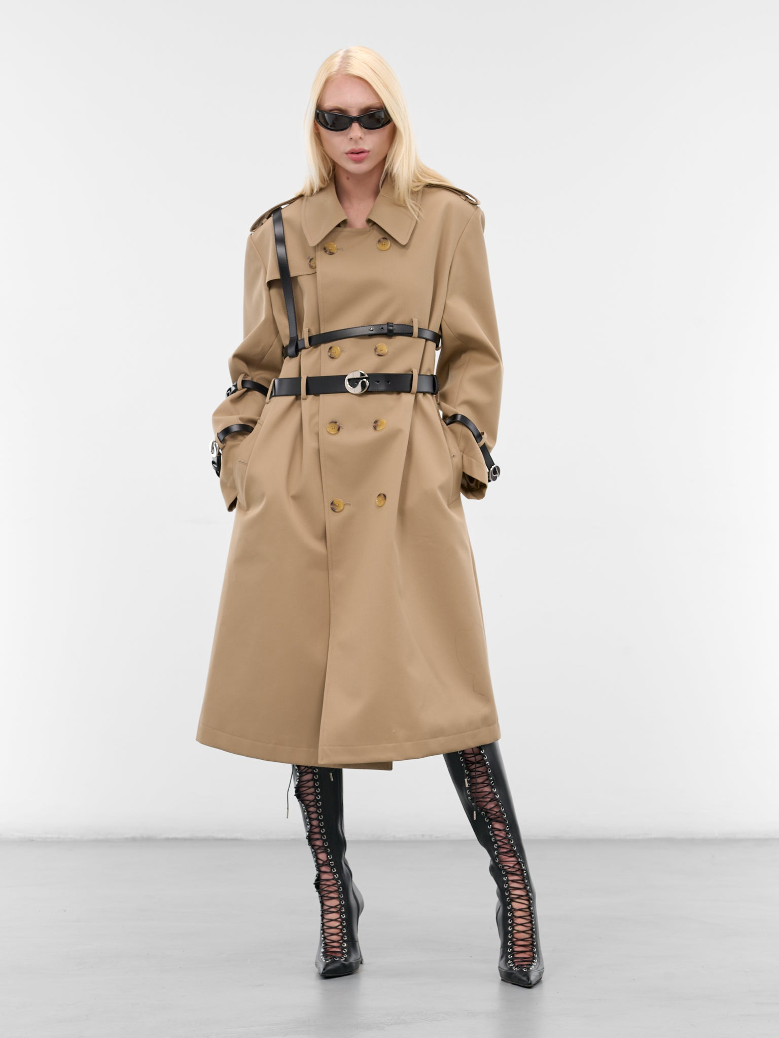 Beige Multi-Belt Trench Coat - 6
