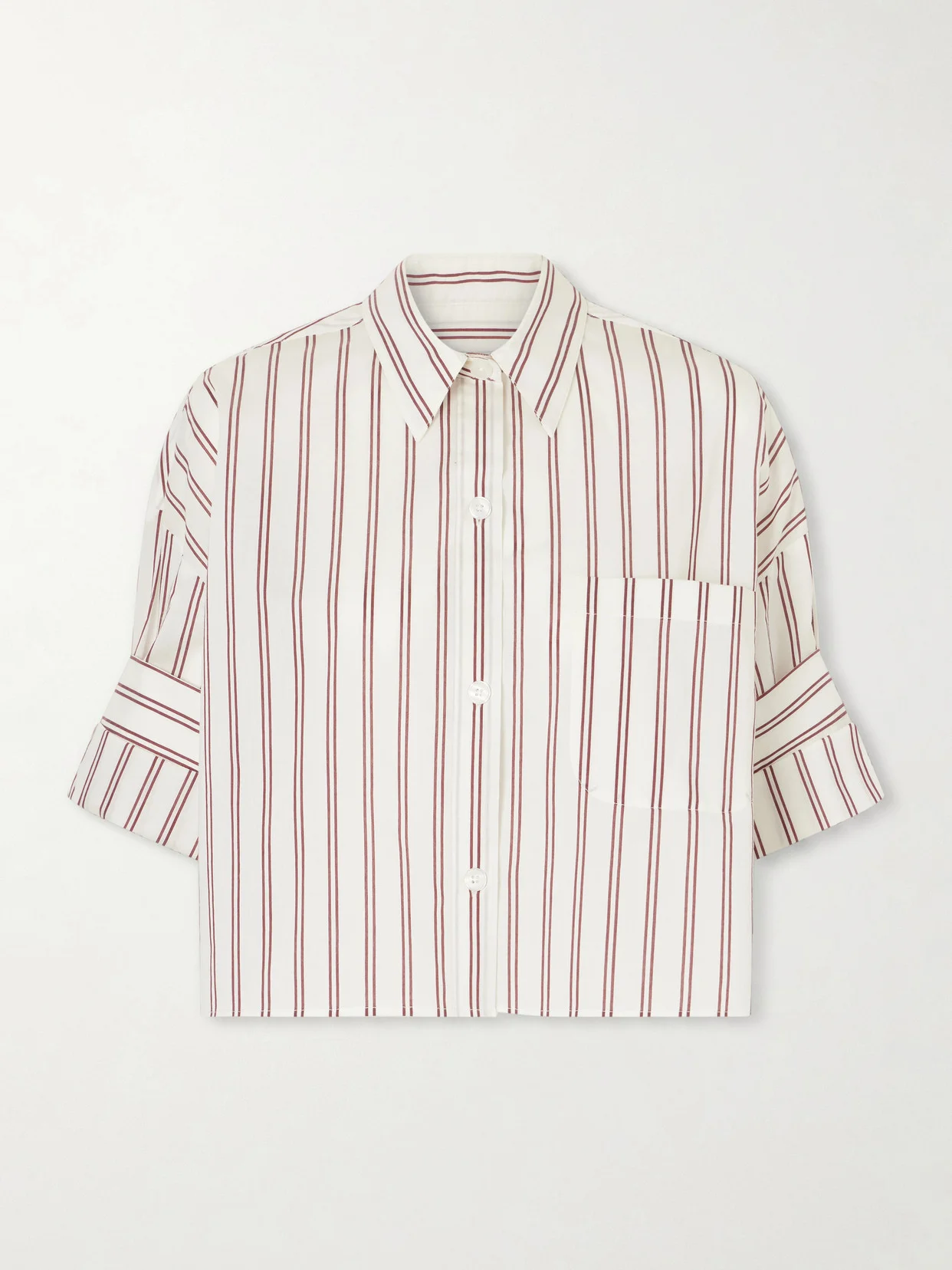 Next Ex Cropped Striped Cotton And Silk-blend Shirt - 1