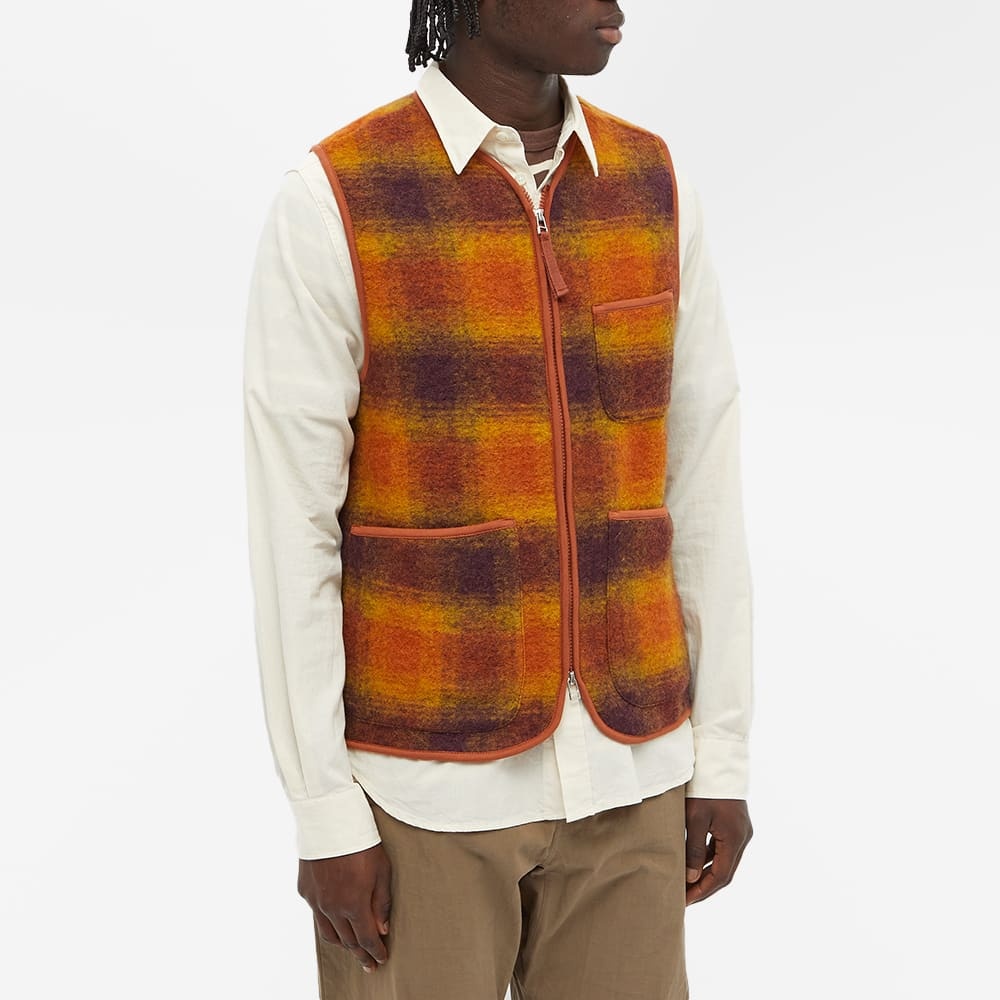 Universal Works Wool Fleece Check Zip Waistcoat - 5