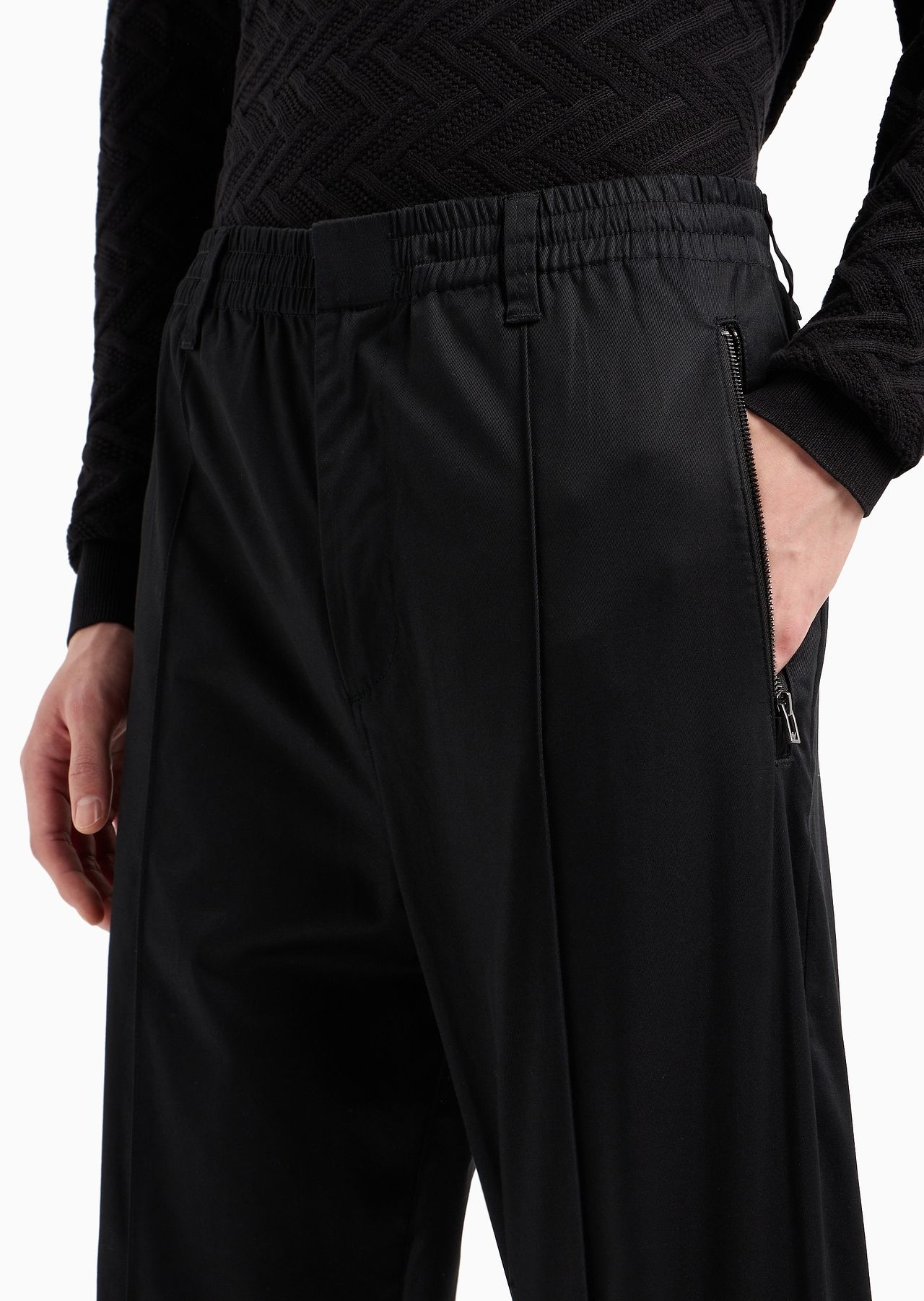 Comfortable cotton twill trousers with centre crease and stretch cuffs - 5