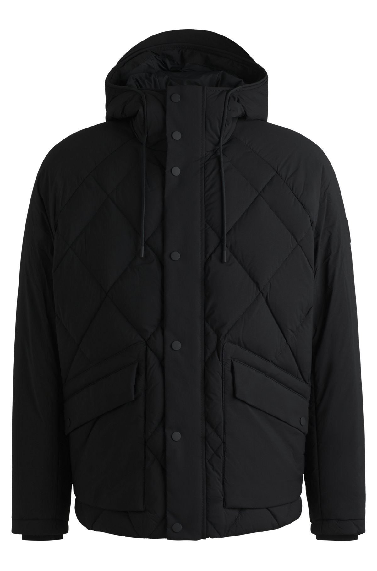 DOWN JACKET IN COMFORT-STRETCH RIPSTOP WITH HOODED COLLAR - 1