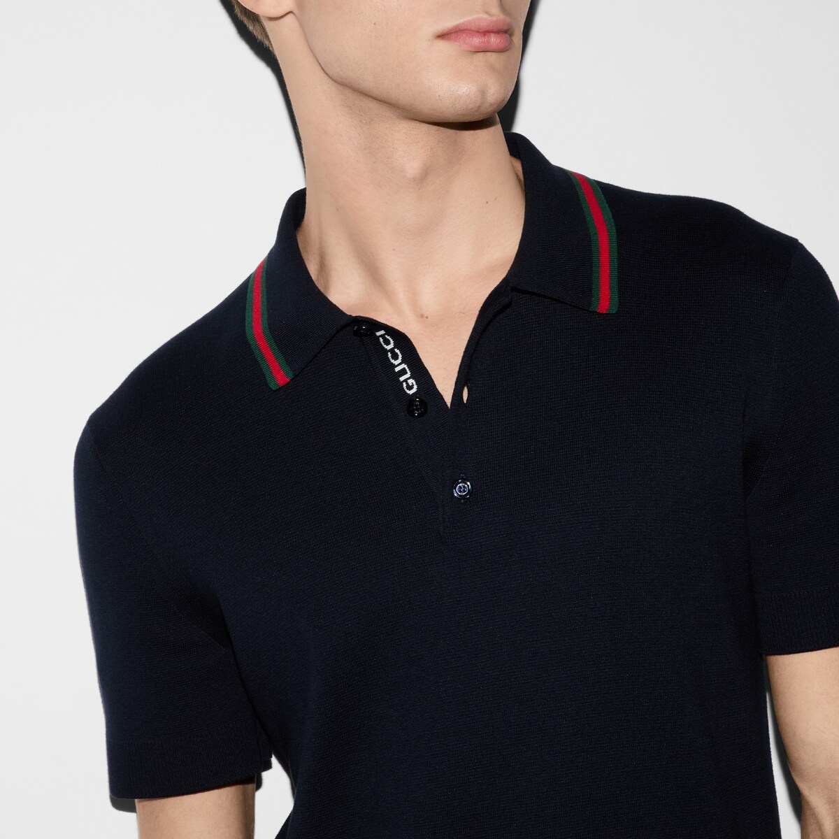 Silk cotton polo shirt with Web - 5