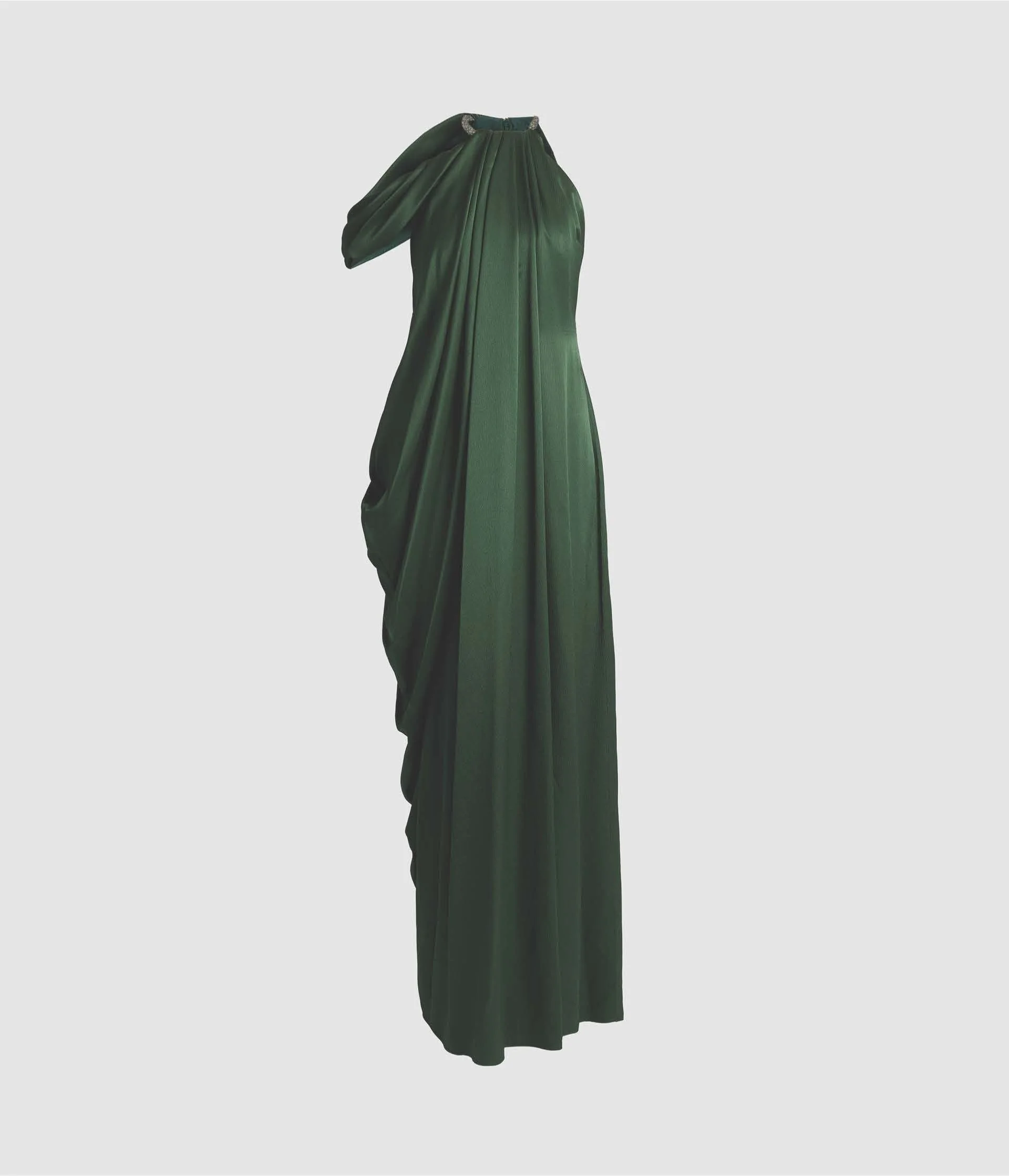 SATIN SEERSUCKER DRAPED GOWN - 1