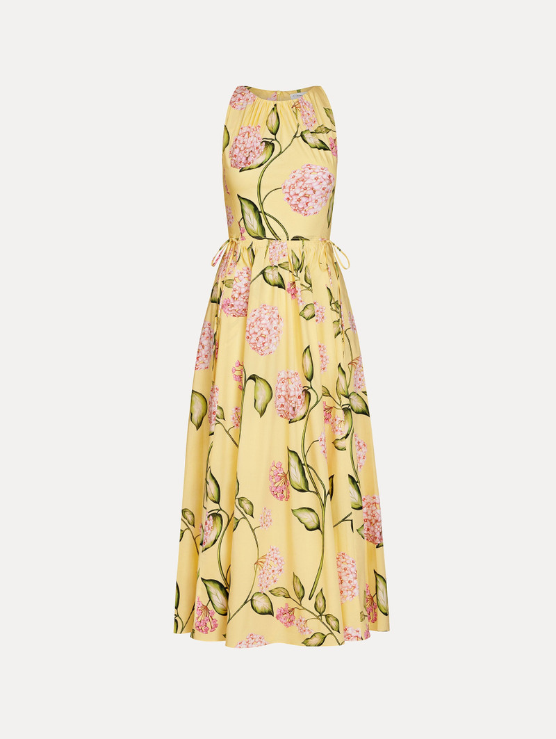 PORCELAIN FLOWER COTTON POPLIN PLEATED DRESS 1