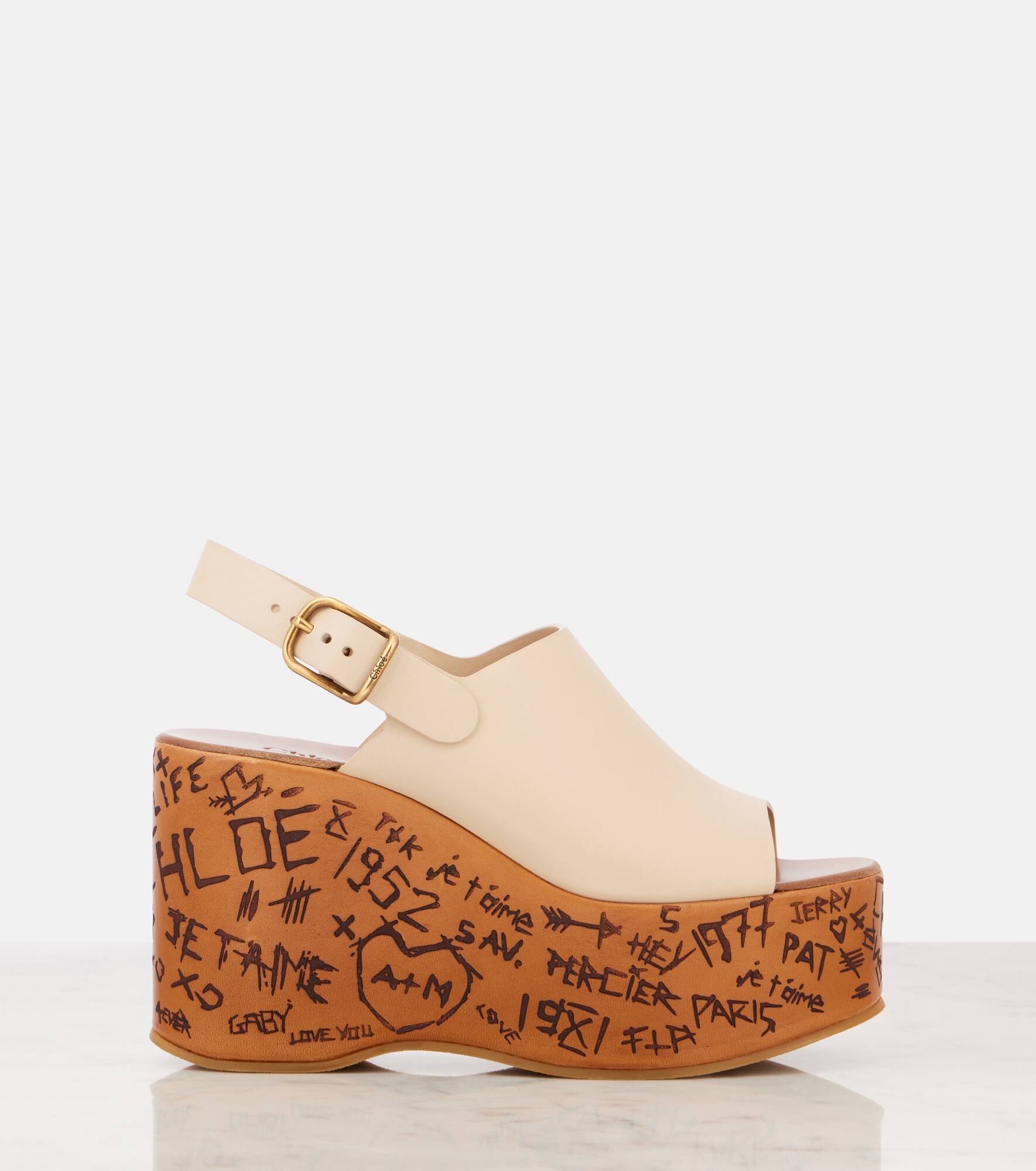 Maxime debossed leather wedges - 4