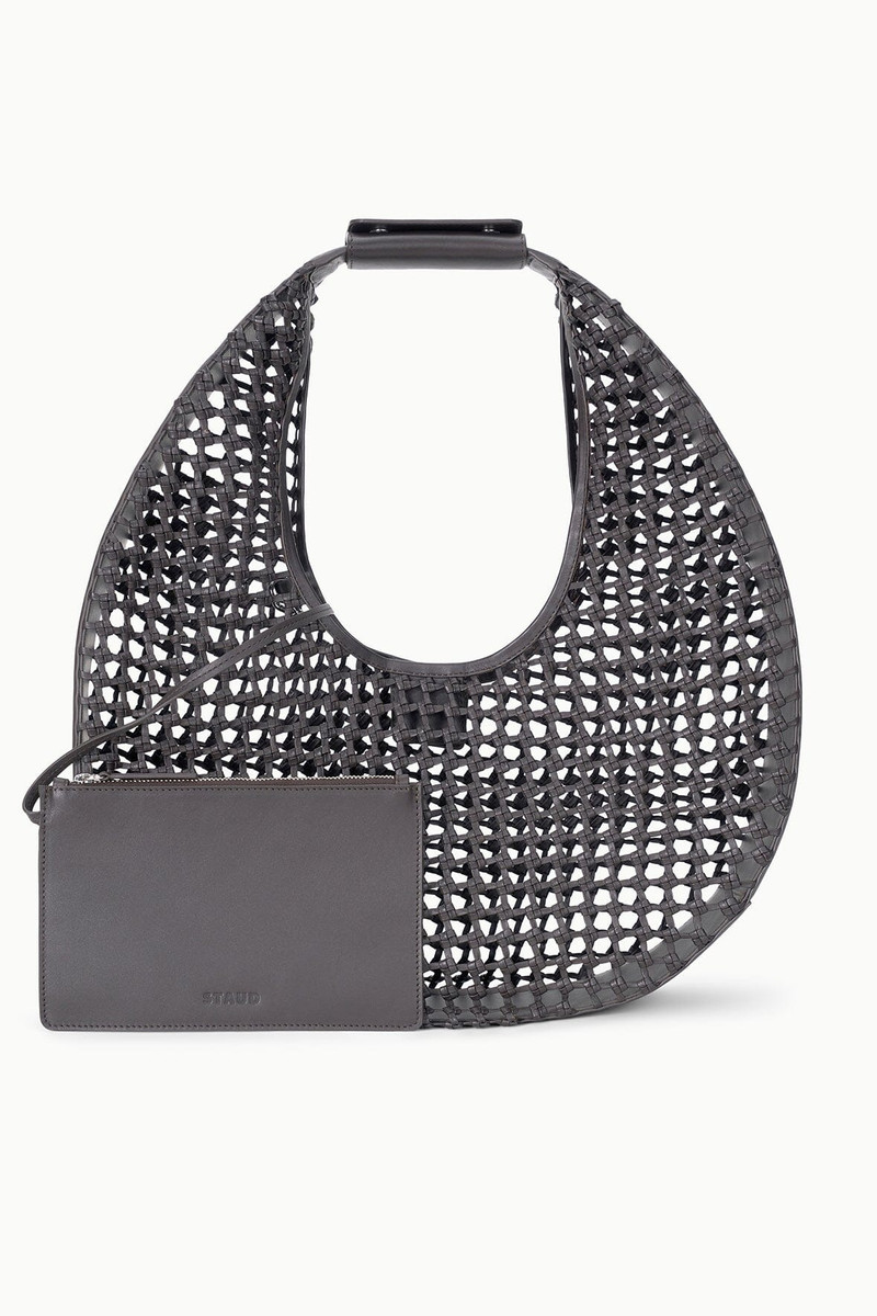 STAUD LARGE MOON HAND-KNOTTED BAG ESPRESSO 3