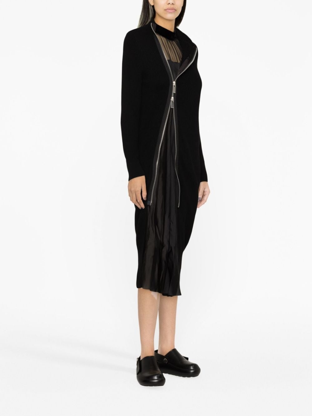 layered wool and satin dress - 4