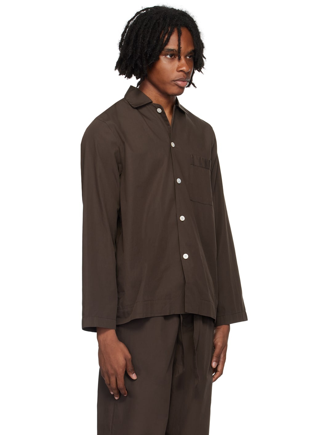 Brown Long Sleeve Pyjama Shirt - 2
