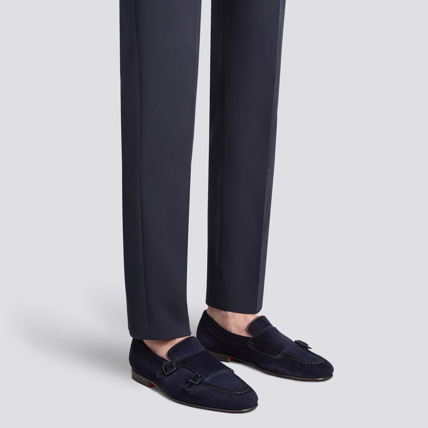 Men's blue suede double-buckle loafer - 2