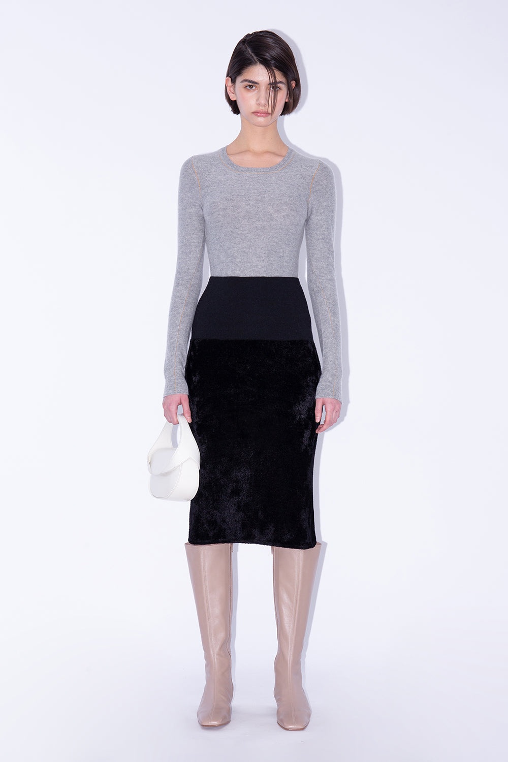 LUCILLE SKIRT BLACK VELVET KNIT - 4