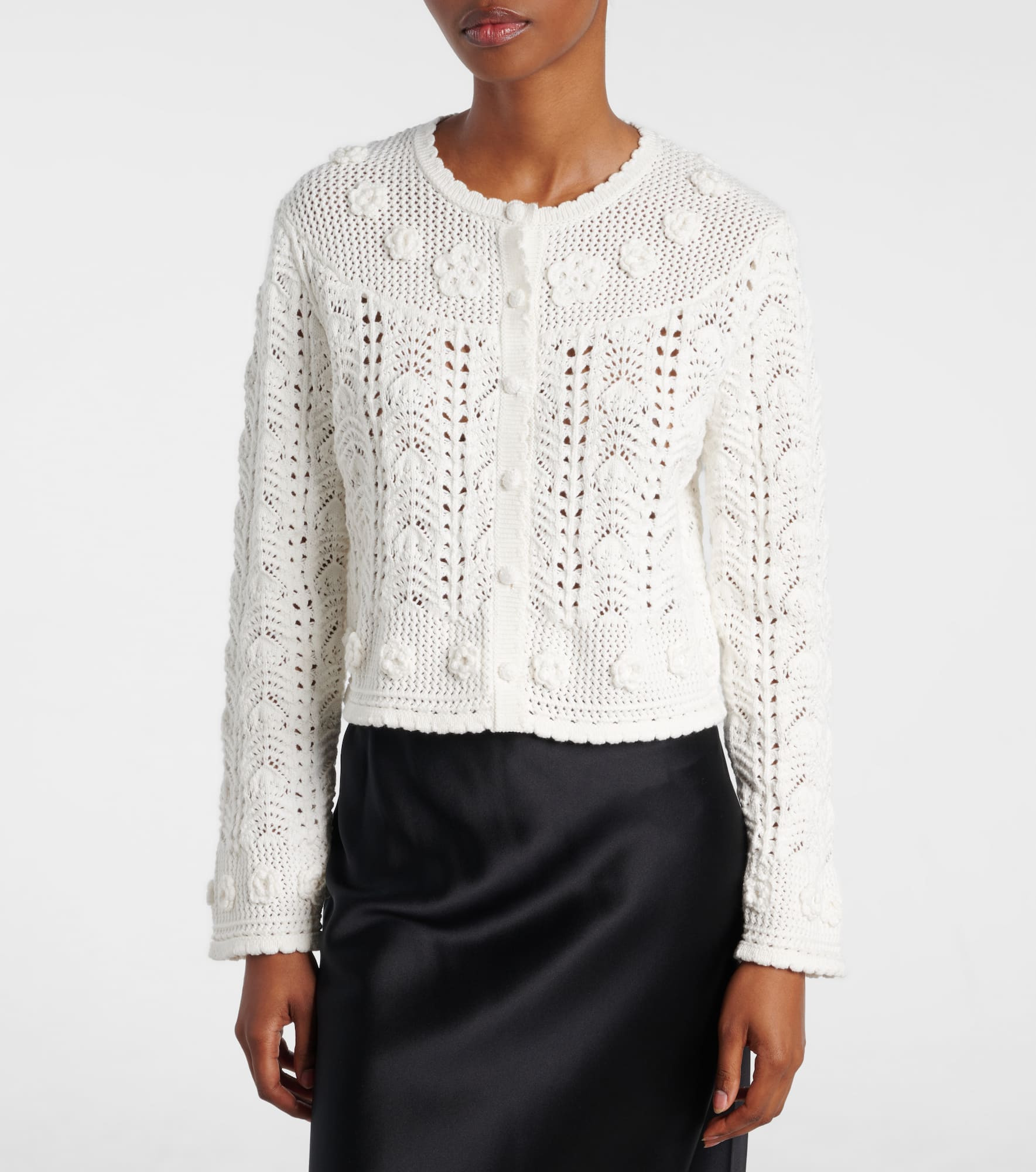 Kyra open-knit cotton cardigan - 6