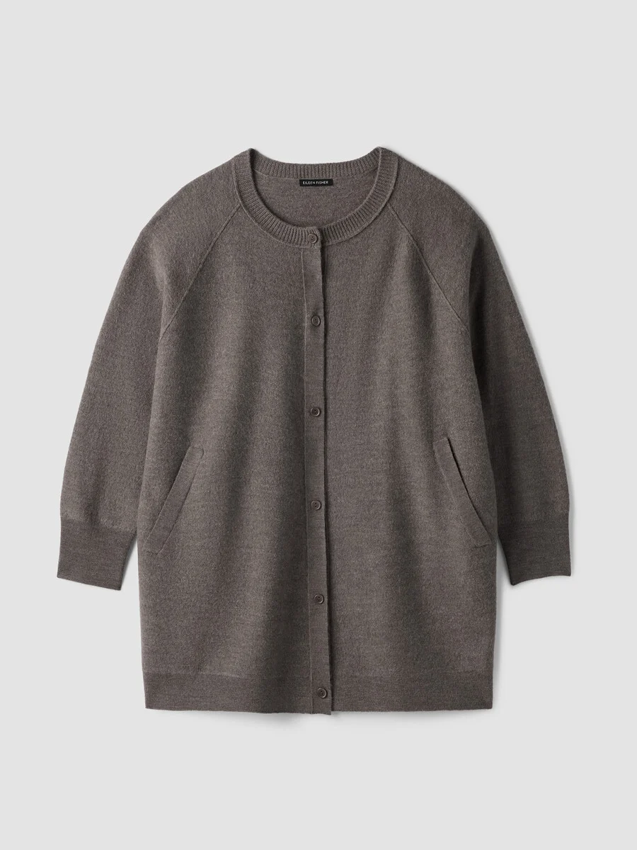 Fine Felted Wool Long Cardigan in Regenerative Wool - 1
