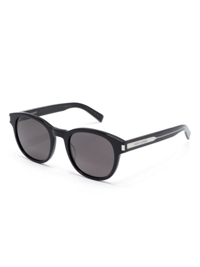 SAINT LAURENT logo-engraved square-frame sunglasses outlook