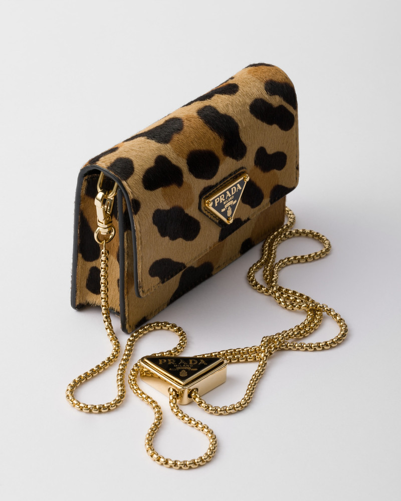 Printed leather card holder with shoulder strap 5