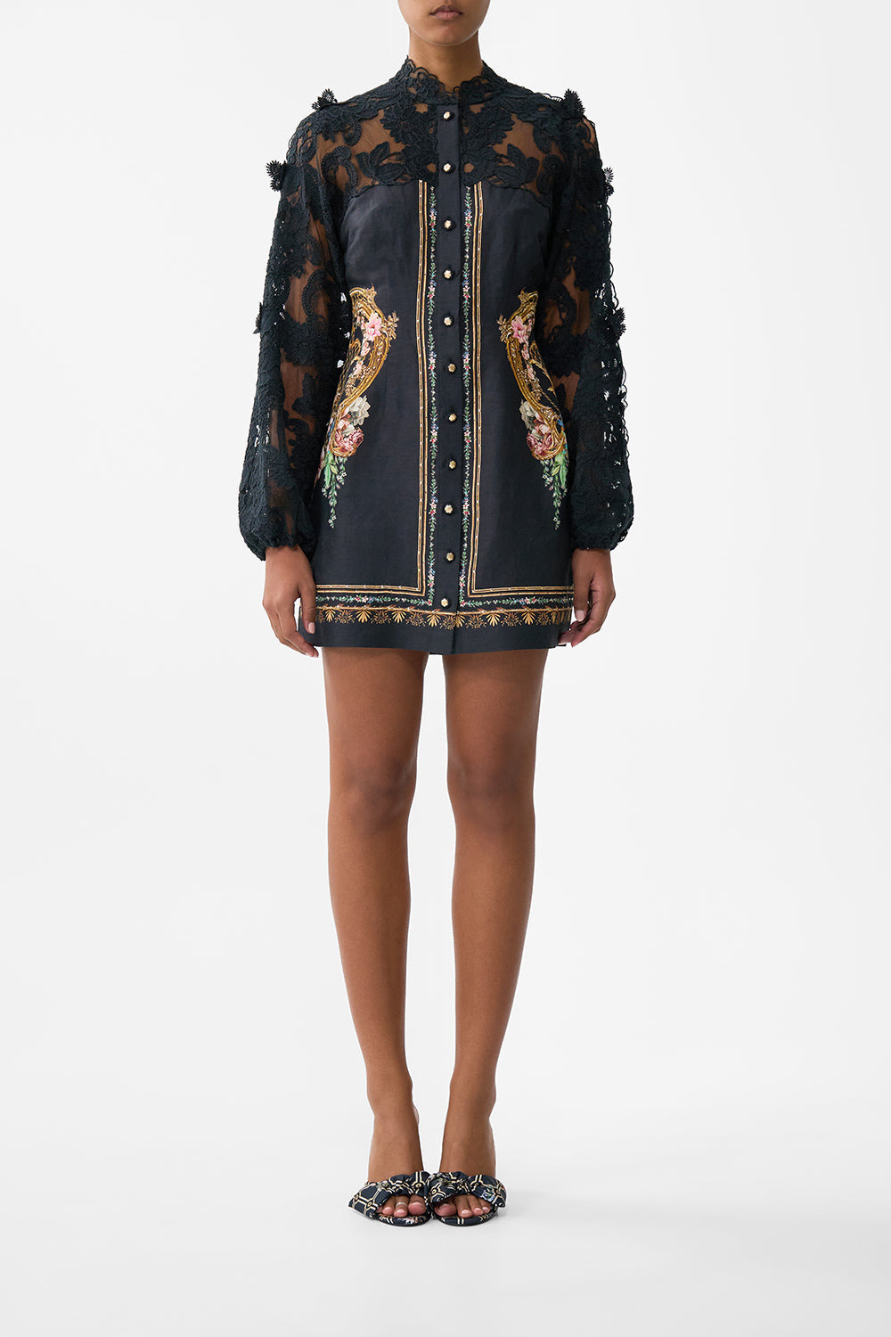 LACE SLEEVE MINI DRESS - 2