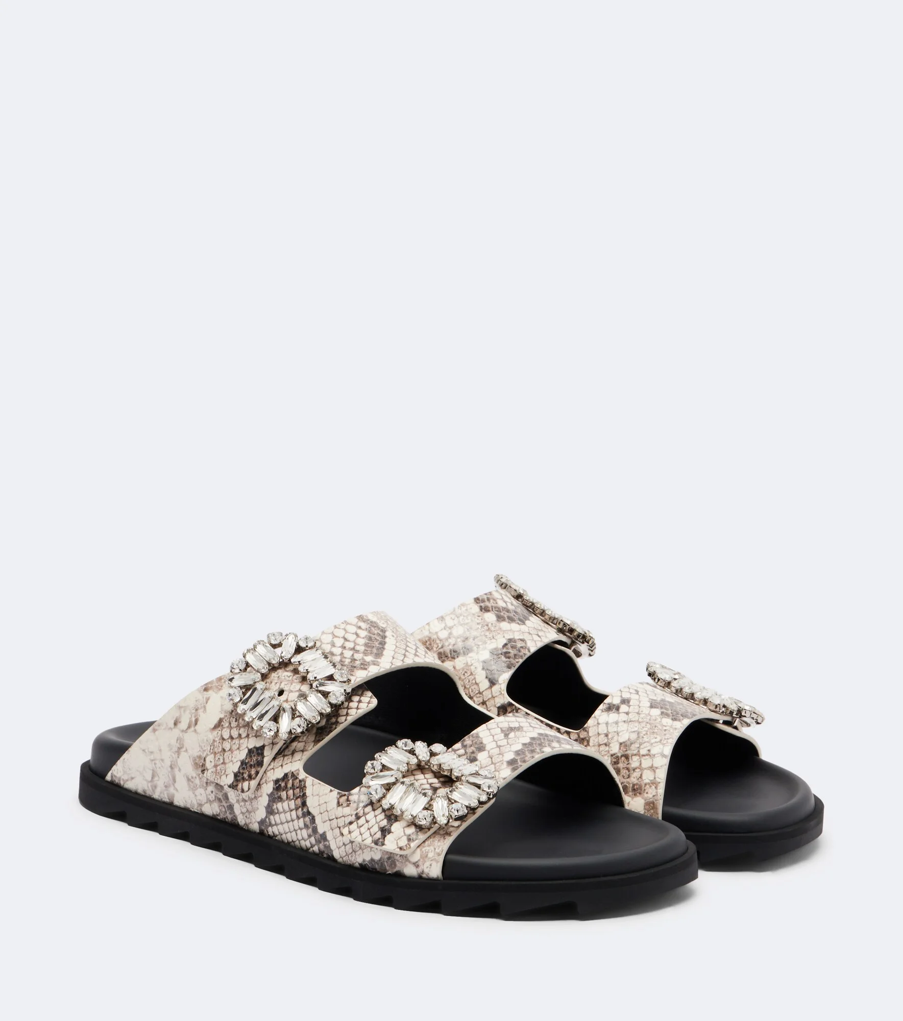 Slidy Viv' snake-print leather sandals - 1